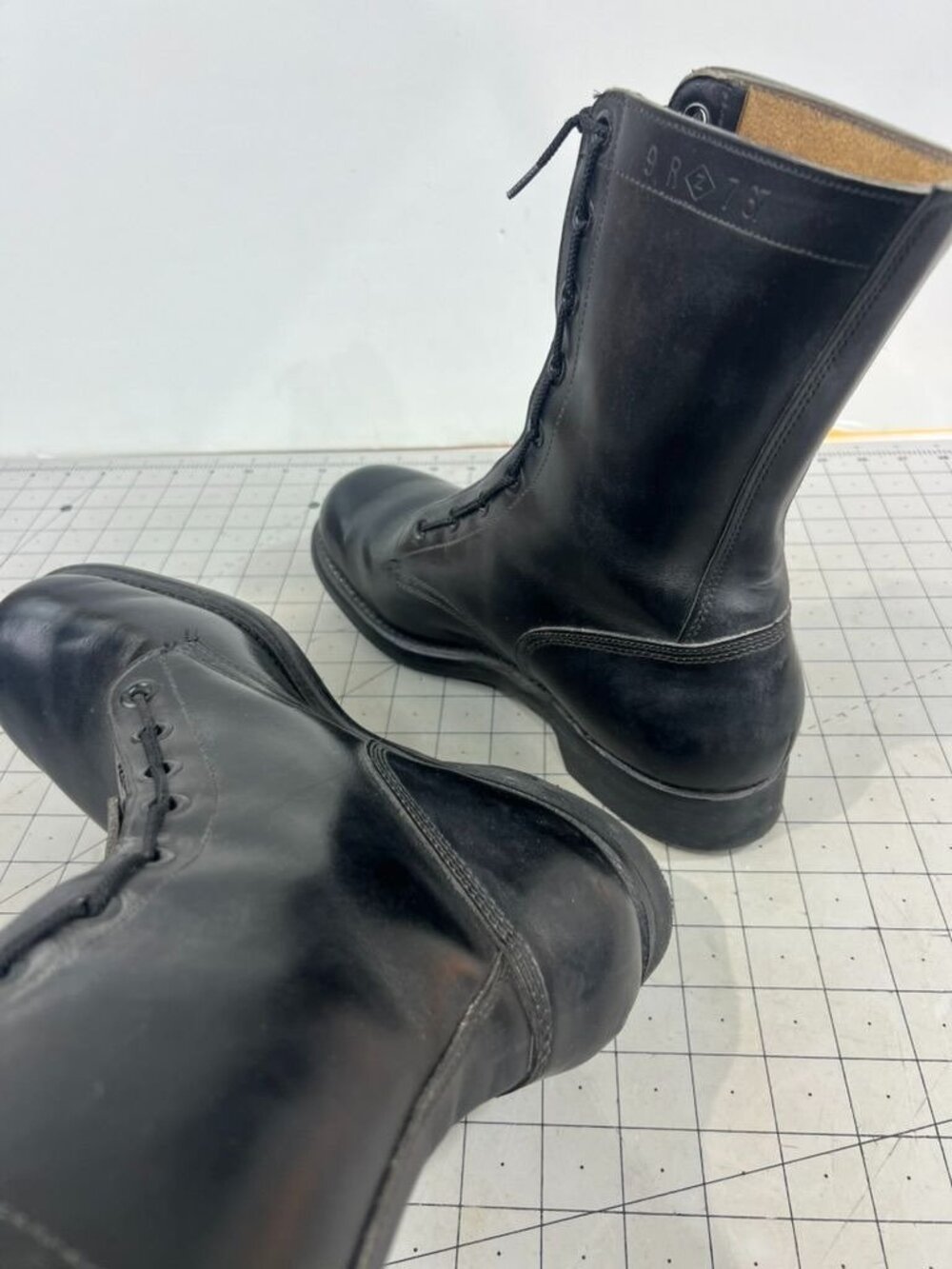 Black Leather Military Combat Flight Boots Zip/Lace Sz. 9 Vintage Vietnam Era - Picture 5 of 11